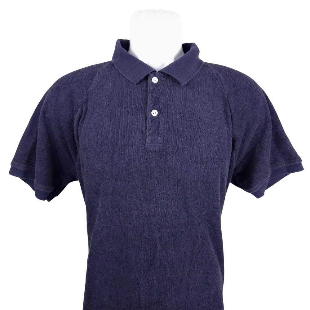 J. Crew Mens Navy Blue Terry Cloth Short Sleeve Polo Shirt Oarsman M